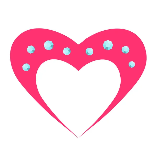 Cuore rosa intarsiato di diamanti per carte e pubblicità il giorno dell'amore, matrimonio — Vettoriale Stock
