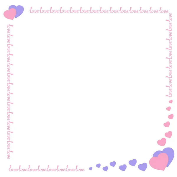 Romantico poster rosa decorazione cornice con cuori e cornice per Buon San Valentino biglietto di auguri o invito di nozze. Modello di bordo vettoriale . — Vettoriale Stock