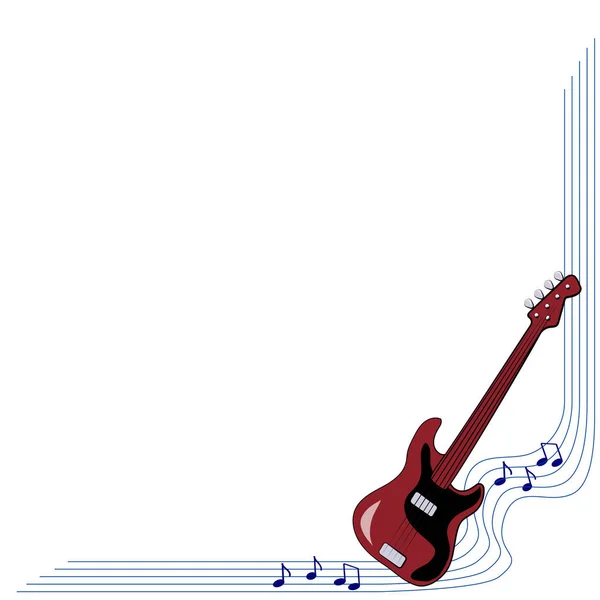 Corner frame with a guitar r for the design of music commercials, cards, presentations — Stock Vector