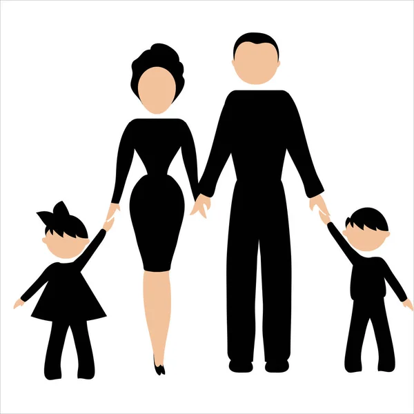 Family, dad, mom, me, laconic picture in black and bege color on a white background, graphics, minimalism for your web site design, logo, app, UI. Ilustração vetorial, EPS10 . — Vetor de Stock