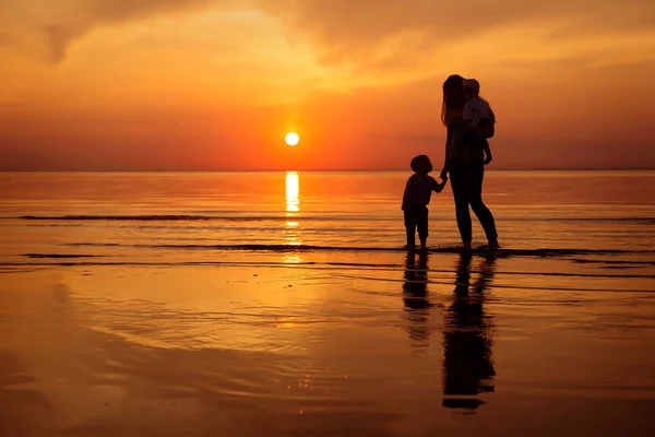 Family Beach Sunset — Stock Photo, Image