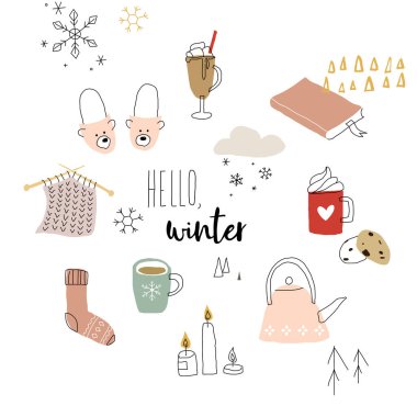 Kış karalamaları geçmişi. Çizgi sanatı soyut elementleri