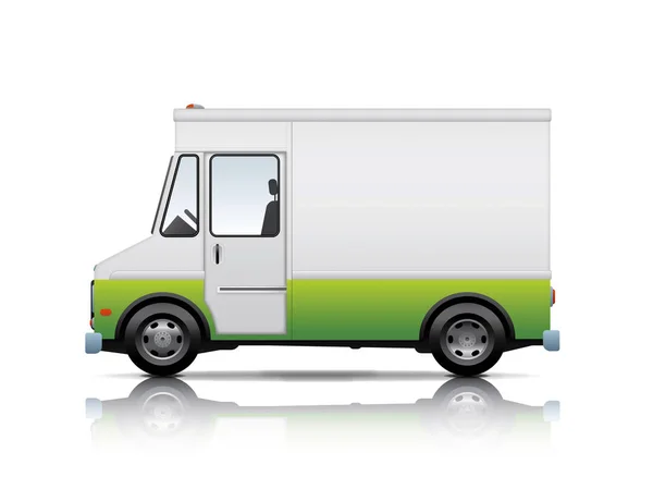 Белый и зеленый фургон — стоковый вектор
