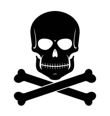 kürek ve kemikler üzerine beyaz siyah