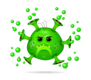   Coronavirus yeşil çizgi film karakteri