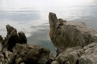 Big rocks shaped by wind and sea waves