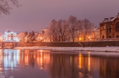 Uzhgorod Ukrayna şehir manzarası kışı