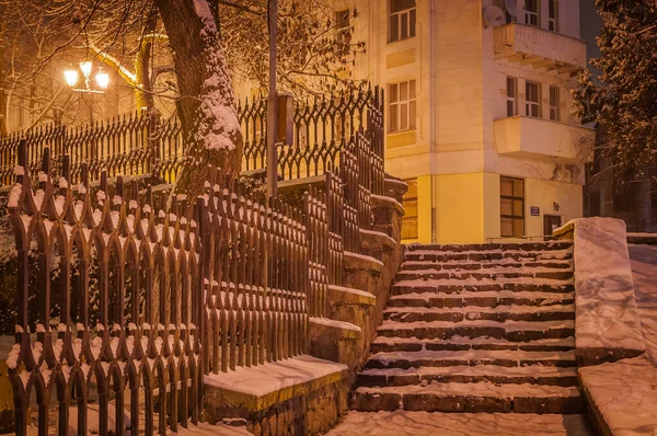 Ужгородская Вечерняя Городская Зима — стоковое фото