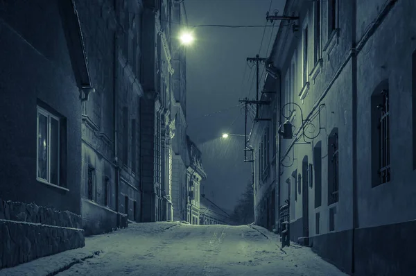 Ужгородская Вечерняя Городская Зима — стоковое фото