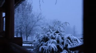 Kış gecesinde yumuşak kar yağışıweather forecast