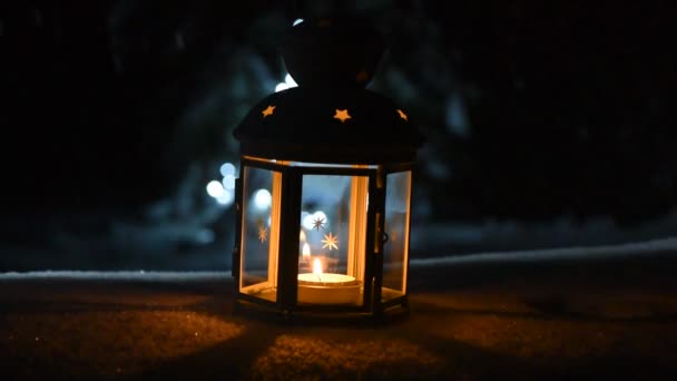 Nieve Esponjosa Una Noche Invierno — Vídeos de Stock