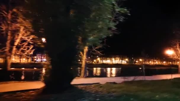 Urbane Nachtlandschaft Von Uzhgorod — Stockvideo