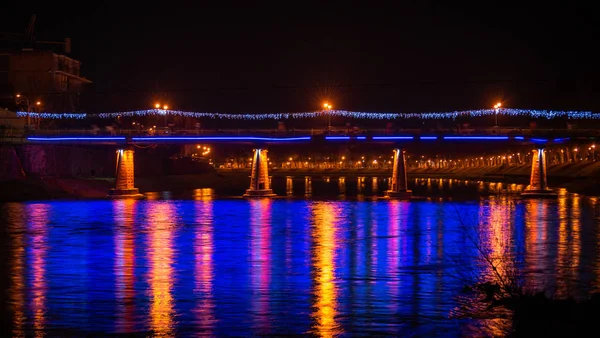 Городской Ночной Пейзаж Ужгорода — стоковое фото