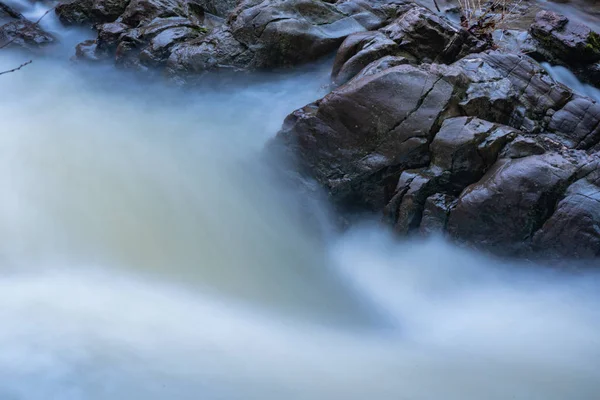 Horská Řeka Zimní Večer — Stock fotografie