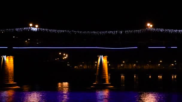 Uzhgorod Şehir Gece Manzarası — Stok video