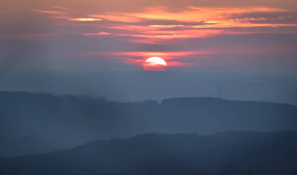 Coucher Soleil Dans Les Carpates — Photo