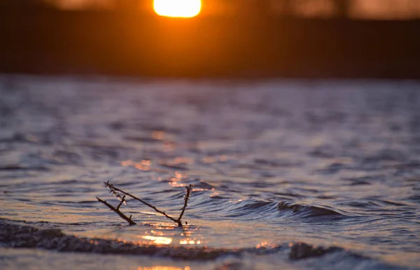 Puesta Sol Lago Invierno — Foto de Stock