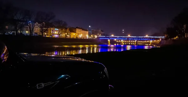 Paisagem Noturna Urbana Uzhgorod — Fotografia de Stock