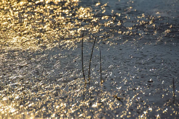 Jogo Luz Sol Gelo Água Rio Montanha — Fotografia de Stock