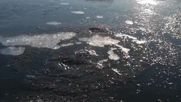 Glace Soleil Sur Une Rivière Montagne — Video