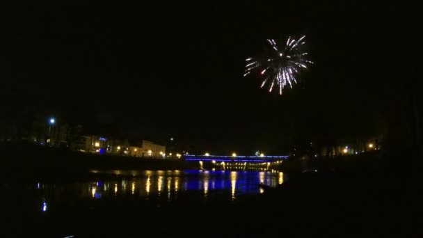 Urbane Nachtlandschaft Von Uzhgorod — Stockvideo