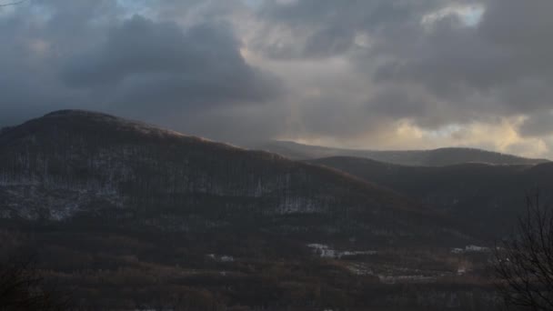 Paisagem Inverno Cárpatos Noite — Vídeo de Stock