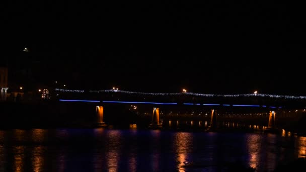 Urban Night Landscape Uzhgorod — Stock Video