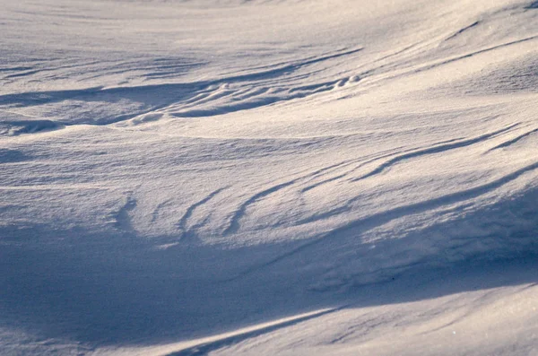 Landschap Van Sneeuwverschuivingen Bij Zonsondergang — Stockfoto