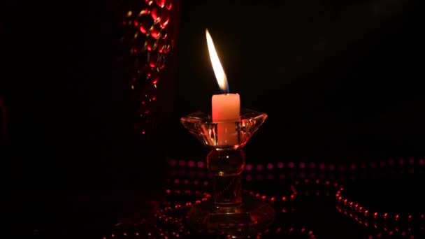 Stillleben Mit Kerze Und Weingefäß — Stockvideo