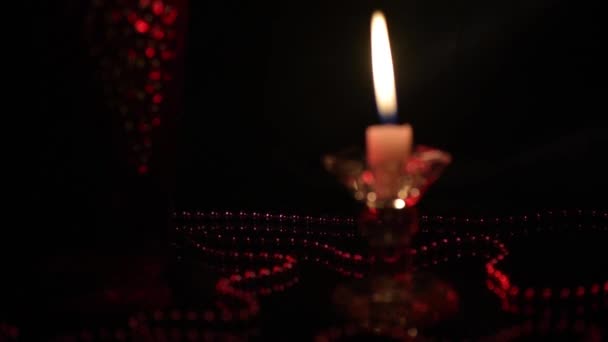 Stillleben Mit Kerze Und Weingefäß — Stockvideo