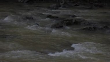 Kışın dağ nehri toprak mineralleriyle doludur.