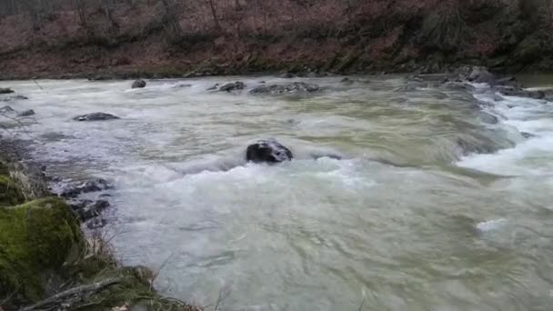 Гірська Річка Взимку Наповнена Мінералами — стокове відео