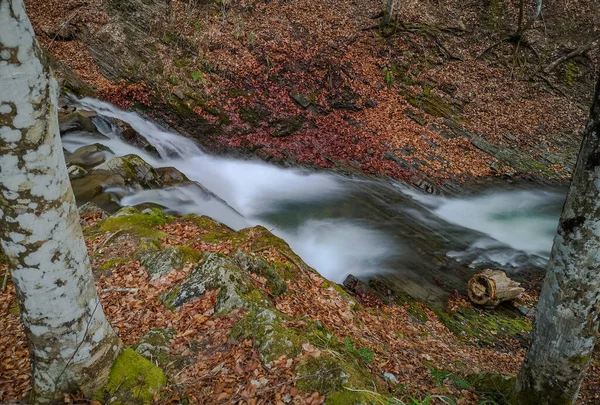 Bouřlivý Vodopád Jarním Horském Lese — Stock fotografie