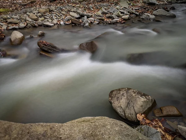 Fiume Tempestoso Nella Foresta Montana Primaverile — Foto Stock