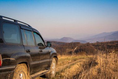 SUV Bahar Karpatları 'nda seyahat ediyor.