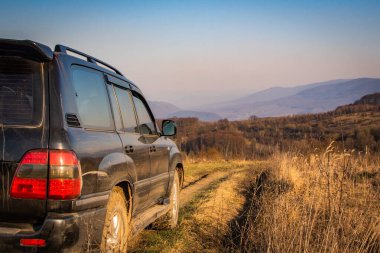 SUV Bahar Karpatları 'nda seyahat ediyor.
