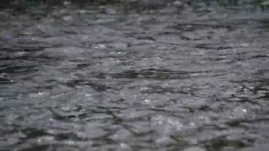 Gün batımında, dağ nehrinin çeşitli dalga dokuları