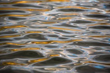 Gün batımında güçlü rüzgarlarla değişen dalga dokusu