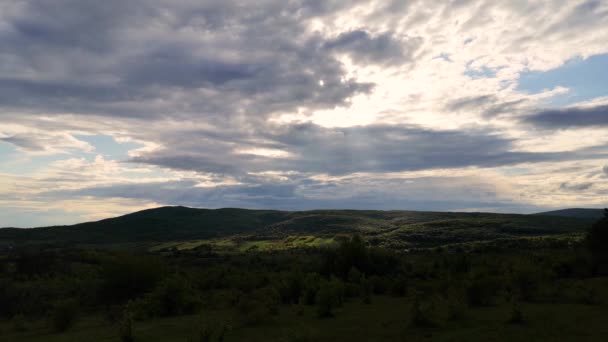 Panorama Con Nubes Trueno Sobre Llanura Primavera — Vídeo de stock