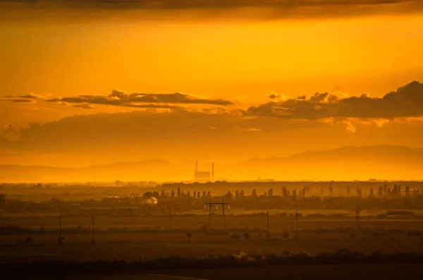 Beautiful Bright Sunset City Background — Stock Photo, Image