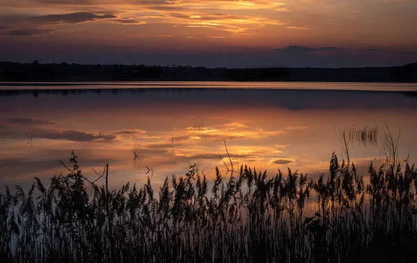 Belle Heure Dorée Sur Lac — Photo