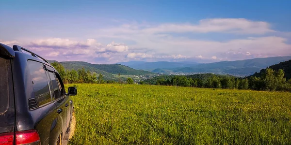 Landschaft Namens Geländewagen Reist Den Karpaten — Stockfoto