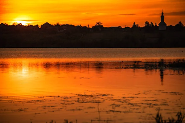 Bela Hora Dourada Lago — Fotografia de Stock