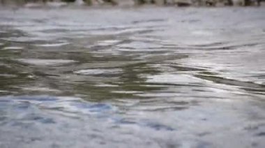 Gün batımında çeşitli dalga desenli dağ nehri