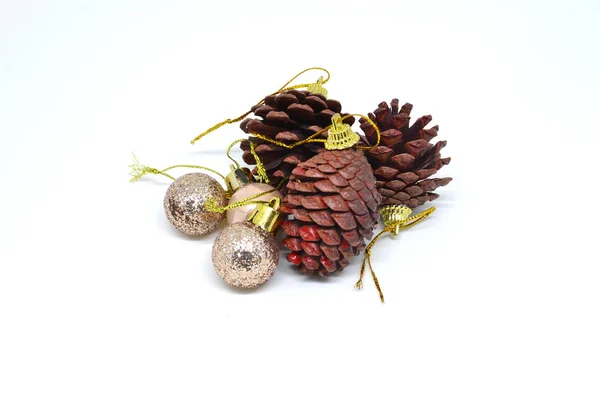 Pine Cone Christmas Tree Ornament Isolated White Background — Stock Photo, Image