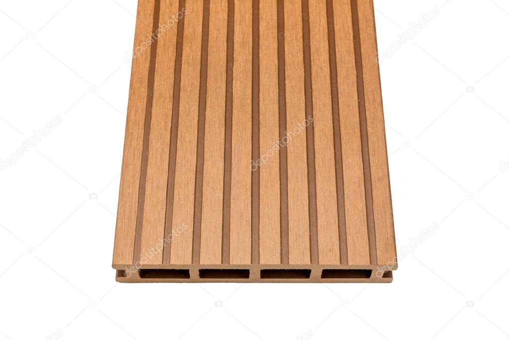 Woody composite decking board on white