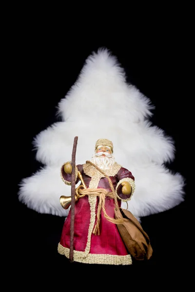 Figurine de Père Noël sapin de Noël blanc sur fond noir — Photo