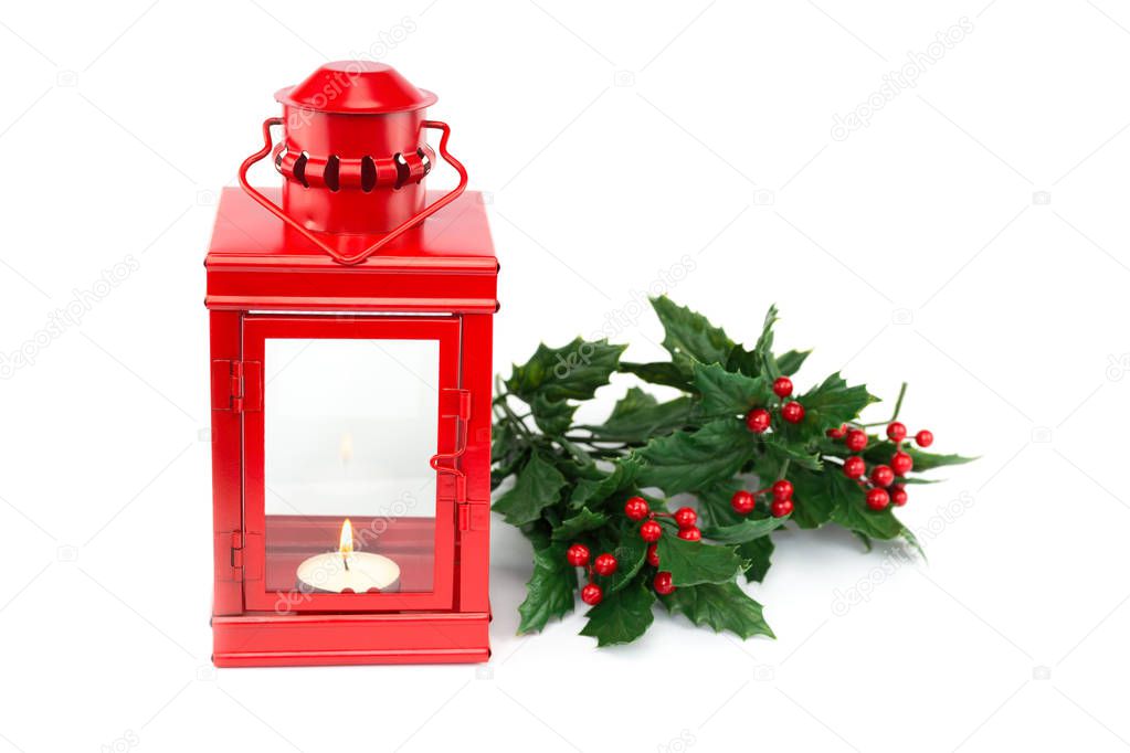Holly /& Berries Tea Light Lamp