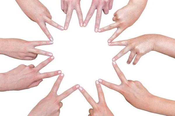 Arms of children  hands making star — Stock Photo, Image