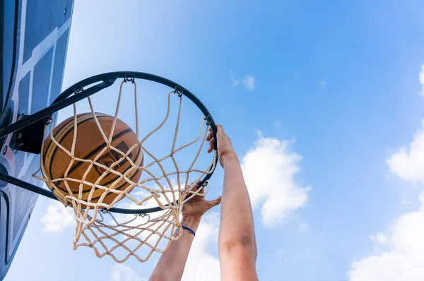 Slam dunk in street basketball